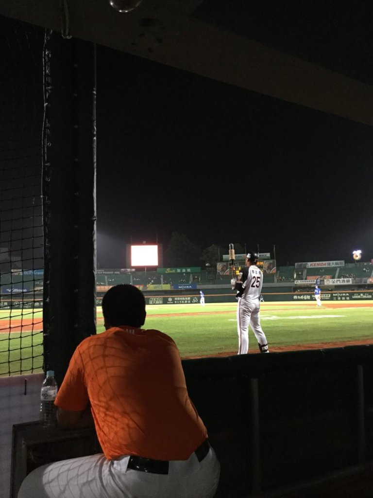 2018年 台南市立棒球場の黃金席はネクストバッターズサークルがすぐ目の前